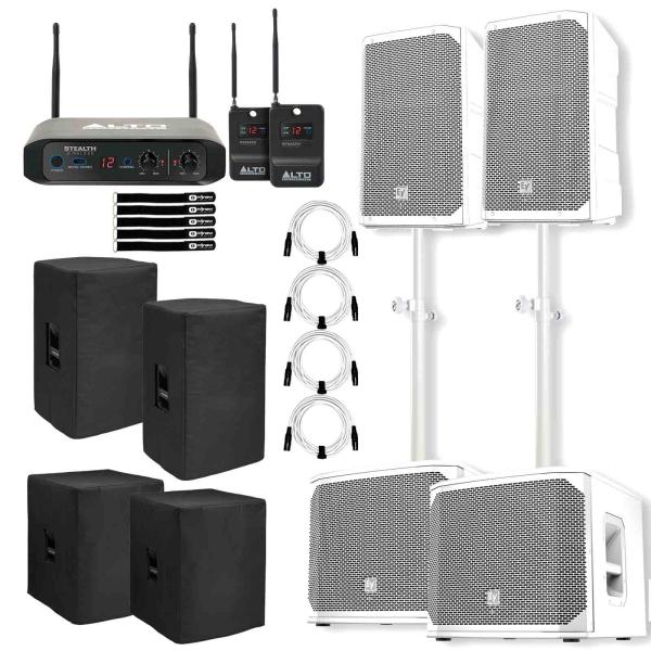 2x Electro-Voice 10" White Speakers with 12" Subs & Wireless System