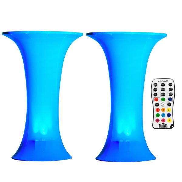 2x Eliminator Lighting Decor Cocktail Tables & Chauvet DJ LED Uplights