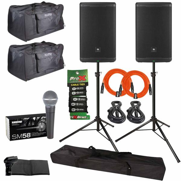 2x JBL Professional EON715 Speakers with Stands | IDJNOW