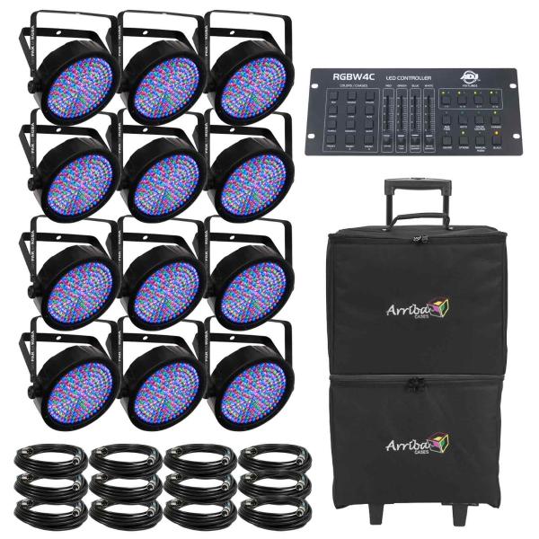 (12) Chauvet DJ SlimPAR 64 RGBA & ADJ RGBW4C Package