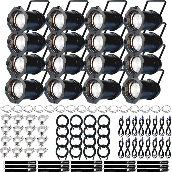 (16) American DJ Par Z100 3k COB Warm White LED Par Cans Package