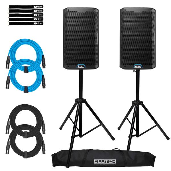 (2) Alto Professional TS410XUS 10" Powered Speakers with Tripod Stands