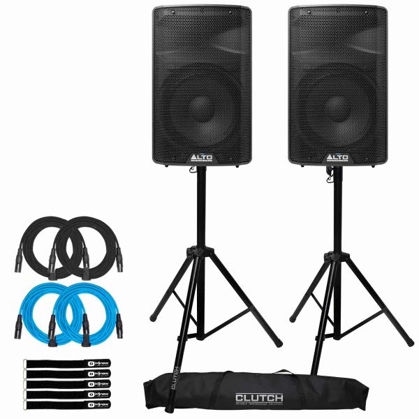 (2) Alto Professional TX310 10" Powered Loudspeakers with Tripod Stands
