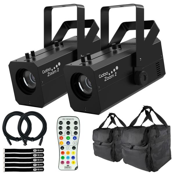 (2) Chauvet DJ Gobo Zoom 2 Gobo Projectors with Remote & Bags