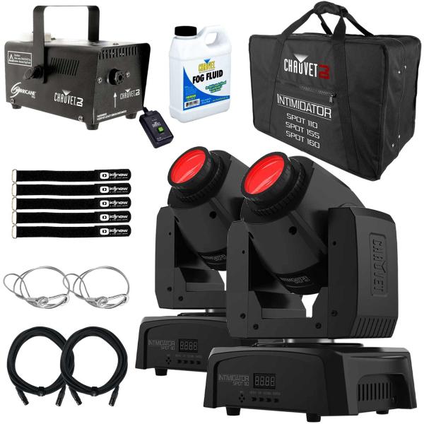 (2) Chauvet DJ Intimidator Spot 110 LED Moving Heads with Fog Machine