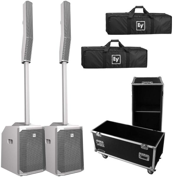 (2) Electro-Voice Evolve 50 Bluetooth White PA Systems with Case