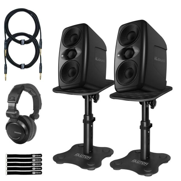 (2) IK Multimedia iLoud MTM Compact Studio Monitors with Desk Stands