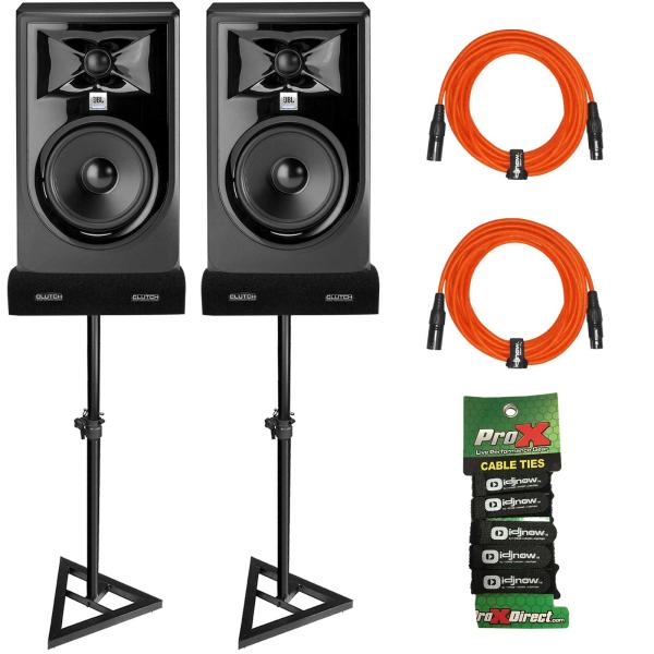 2) JBL Pro 305P MkII Monitors with Orange Cables | IDJNOW
