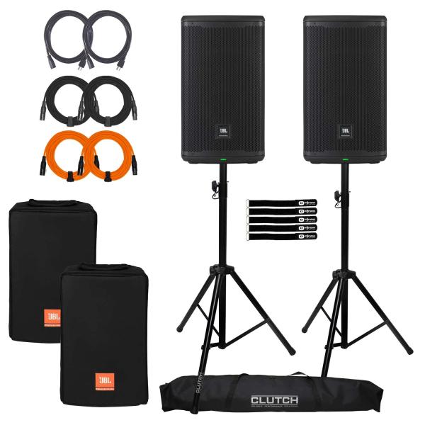 (2) JBL Professional EON710 10" Bluetooth Speakers with Slip On Covers