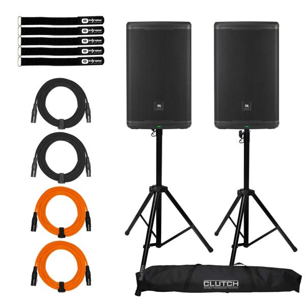 (2) JBL Professional EON715 15" Bluetooth Speakers with Stands