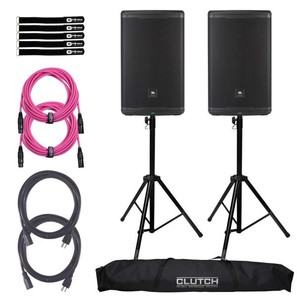 2) JBL Professional EON715 Speakers & Pink Cables | IDJNOW