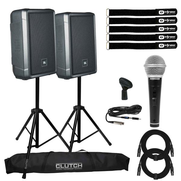 (2) JBL Professional IRX108BT 8" Bluetooth Speakers with Microphone