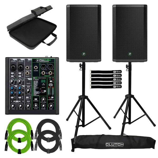 2) Mackie Thrash 215 Speakers with ProFX6v3 Mixer | IDJNOW