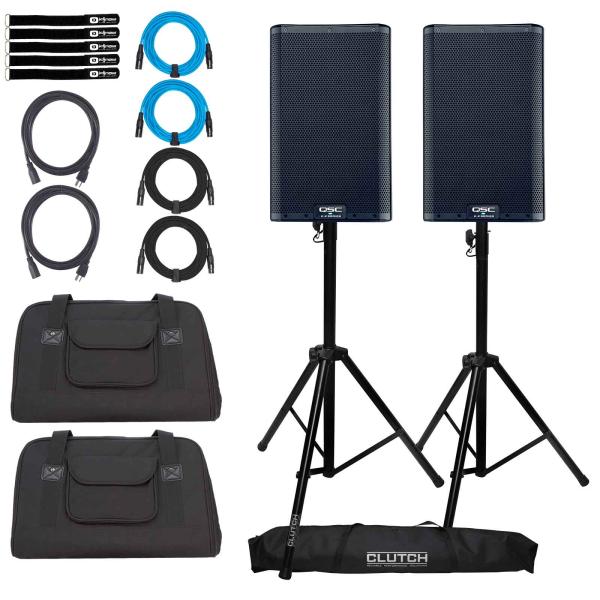 (2) QSC K8.2 K2 Series Two-Way 8" Powered Speakers with Tote Bags