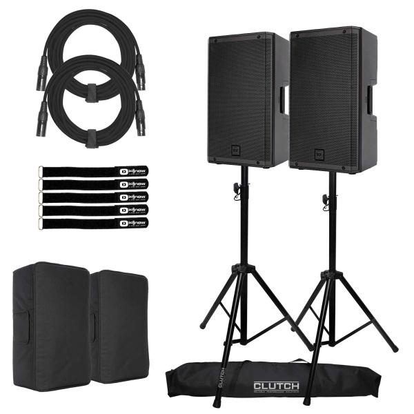 (2) RCF ART 912-A 12" Digital Active Speakers with Covers & Stands