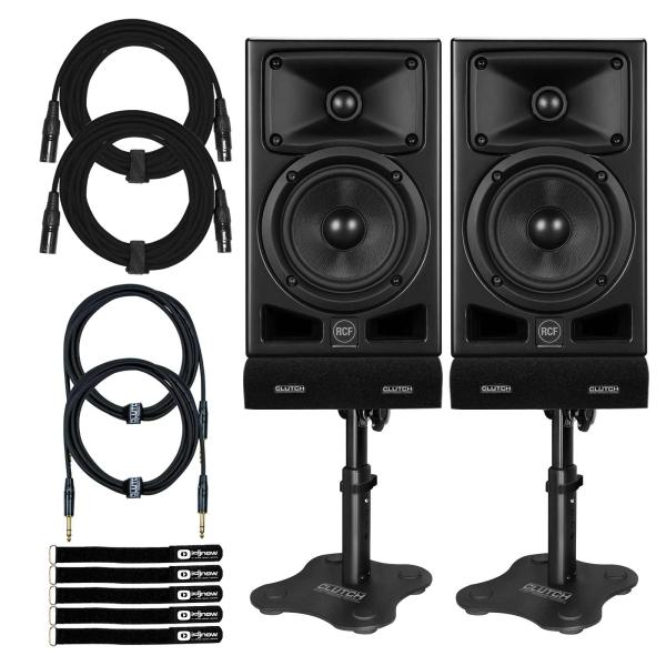 (2) RCF Ayra Five 5" Active Two-Way Monitors with Desktop Stands