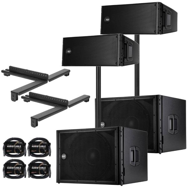 (2) RCF HDL 20-A Active Line Array Module Speakers with Subwoofers Package