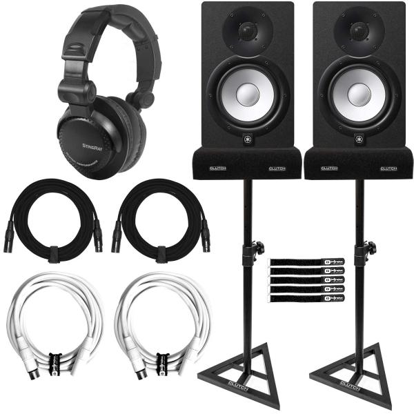 (2) Yamaha HS8 8" Powered Studio Monitors with Headphones & Stands