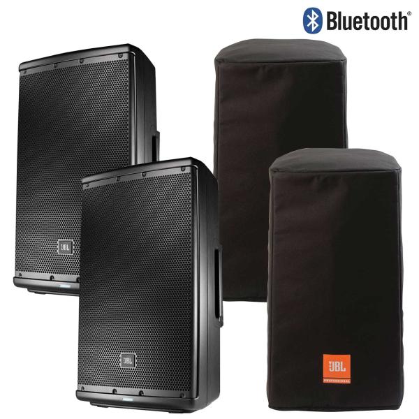 (2) JBL Pro EON612 2-Way 12" Multipurpose Powered Speakers with Bluetooth and Protective Covers Package
