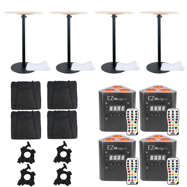 (4) Eliminator Lighting Decor Tables & Chauvet DJ EZWedge Tri Lights