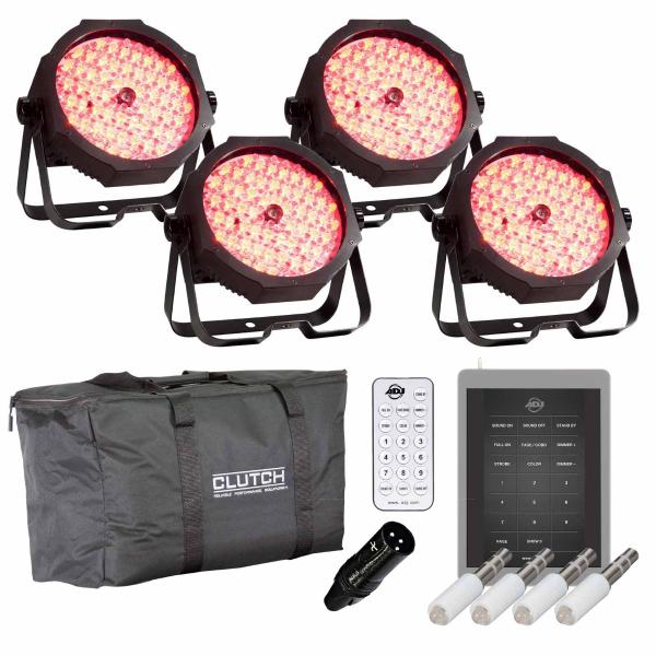 (4) Eliminator Lighting MEGA GO PAR 64E Rechargeable Low Profile Par Cans