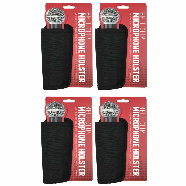 (4) Wireless Microphone Holsters with Belt Clips Package