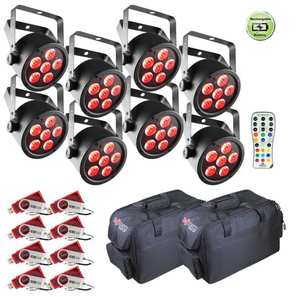 (8) Chauvet DJ EZpar T6 USB Wash Lights & Wireless DMX Transceivers
