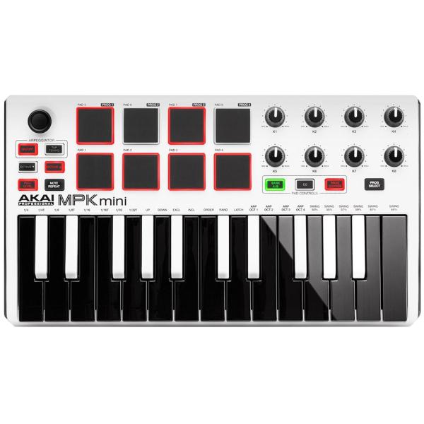 Akai MPK Mini mkII Keyboard Controller in White & Gator Bag | IDJNOW
