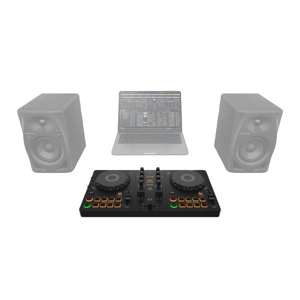 AlphaTheta DDJ-FLX2 Controller with Monitors & Headphones