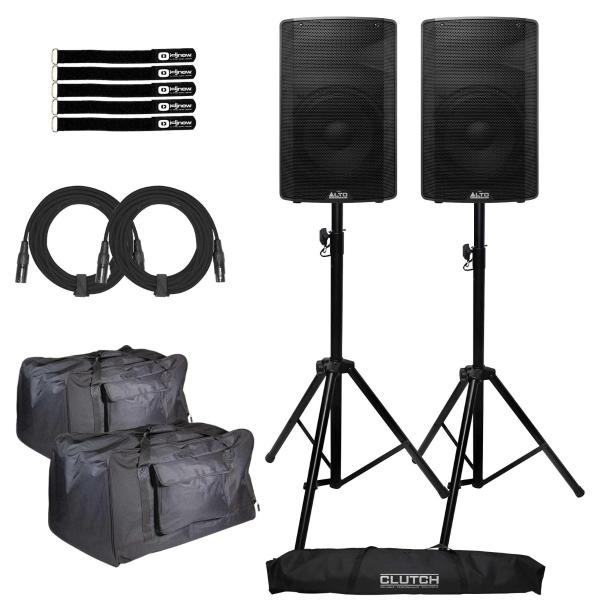 Alto Professional TX312 12" Powered Speaker 2-Pack with Bags & Stands