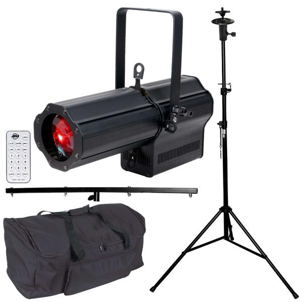American DJ Encore Profile 1000 Color Pro LED Ellipsoidal Light with T-Bar Stand, Remote Control, & Case Package