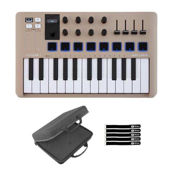 Arturia MiniLab 3 Champagne MIDI Controller with Case