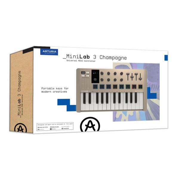 Arturia MiniLab 3 Champagne MIDI Controller with Case