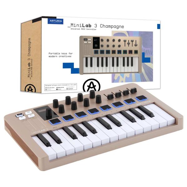 Arturia MiniLab 3 Champagne MIDI Controller with Case