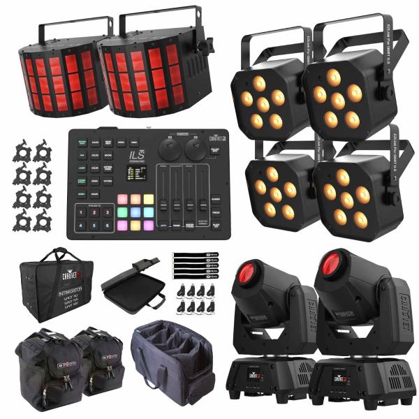 Chauvet DJ EZLink Par Q6BT ILS LED Pars 4 Pack w Mini Effect Lights & Command