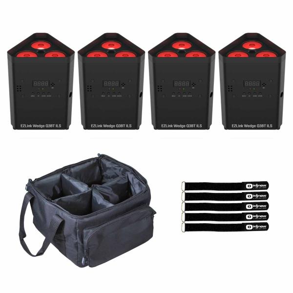 Chauvet DJ EZlink Wedge Q3BT ILS LED Wash Light 4-Pack with Bag