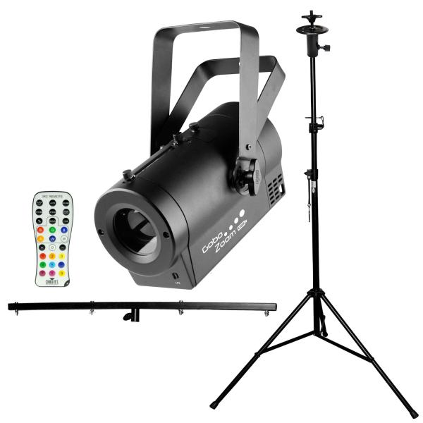 Chauvet DJ Gobo Zoom USB Gobo Projector with T-Bar Stand and Remote Control Package