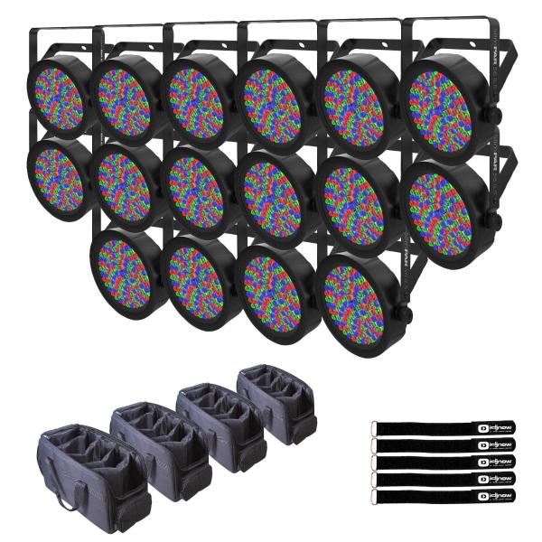Chauvet DJ SlimPAR 56 ILS RGB LED Par Wash Lights 16-Pack with Bags