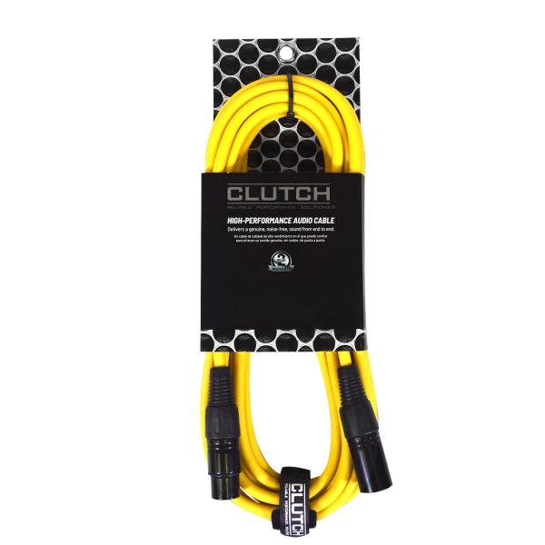 Clutch 10' Yellow Braided Sure-Fit XLR Female to XLR Male Microphone / Speaker Cable
