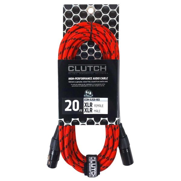 Clutch 20' Red Braided Sure-Fit XLR Female to XLR Male Microphone / Speaker Cable