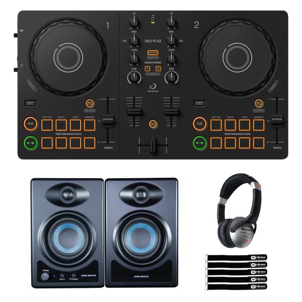 AlphaTheta DDJ-FLX2 Controller with Monitors Main Package View