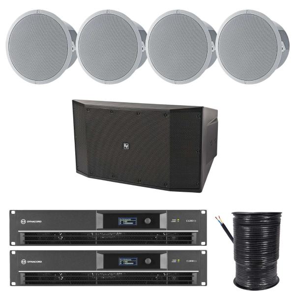 Electro-Voice EVID-C6.2 Ceiling Speakers 4-Pack with Black Sub Cabinet