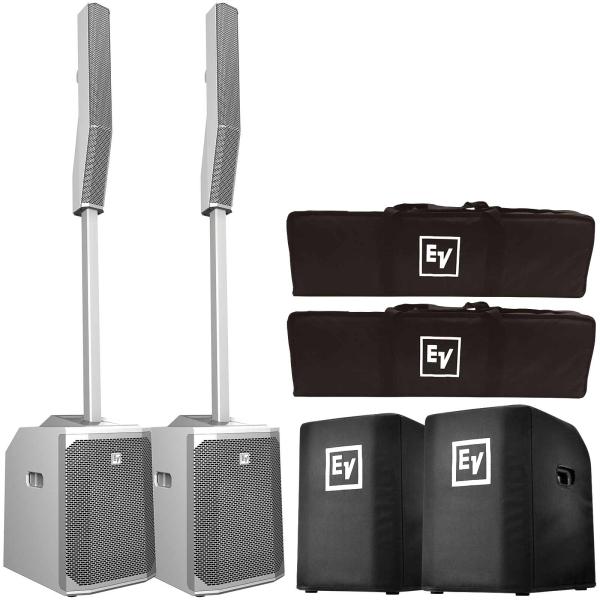 Electro-Voice Evolve 50 Portable Bluetooth White Column PA Systems with Subwoofer Covers Package