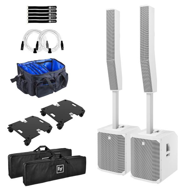 Electro-Voice EVOLVE 70 White Column Speakers 2-Pack with Dollies