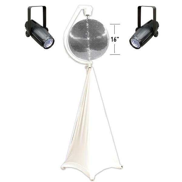 Eliminator Lighting EM16 16" Mirror Disco Ball Kit w Stand, Motor, Scrim & Pinspots