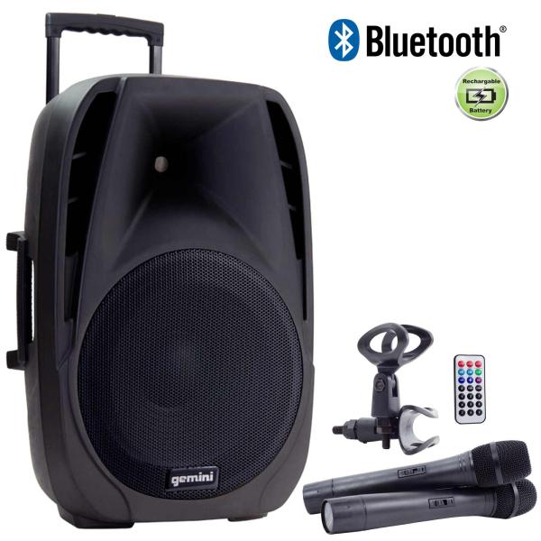 Gemini ES-15TOGO 15” Battery Powered Speaker Wireless Microphones 