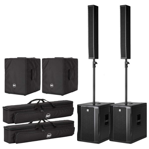 RCF EVOX 12 Active Portable 2-Way Array PA System & Protective Cover Pair Package
