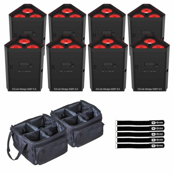 Chauvet DJ EZlink Wedge Q3BT ILS LED Wash Light 8-Pack with Bags