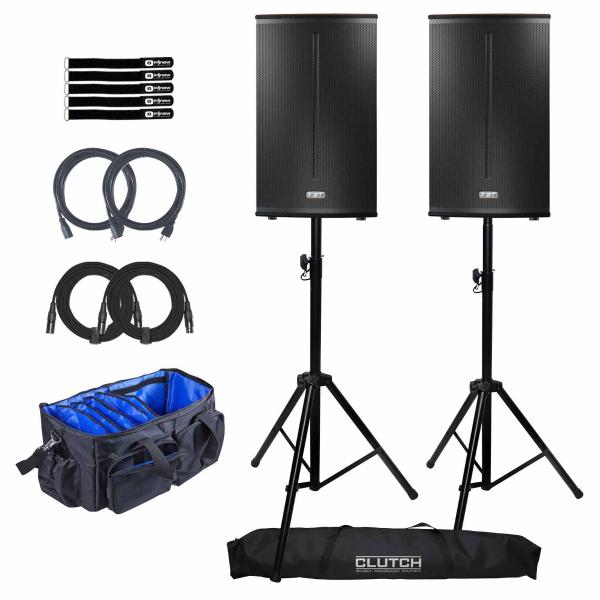 FBT X-LITE 115A 15" Bluetooth Speakers with Speaker Stands Duo Pack