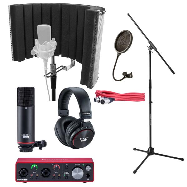 Focusrite Scarlett 2i2 Studio Audio Interface with Mic Shield & Stand